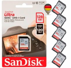 Sandisk Ultra SD Karte Memory Card 32GB 64GB 128GB 256GB Speicherkarte (128 GB)