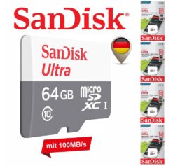 Sandisk Ultra microSD Karte UHS-I 32GB 64GB 128GB 256GB Speicherkarte (64 GB)